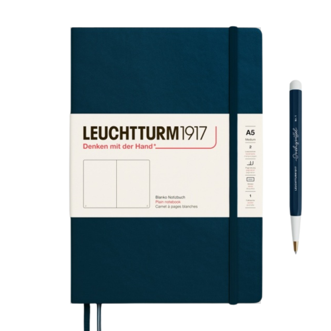 Leuchtturm1917 A5 Medium Hardcover Notebook in Plain / Deep Sea — Leuchtturm1917 notebook — quality writing journal with premium paper, at Cityluxe Singapore stationery store