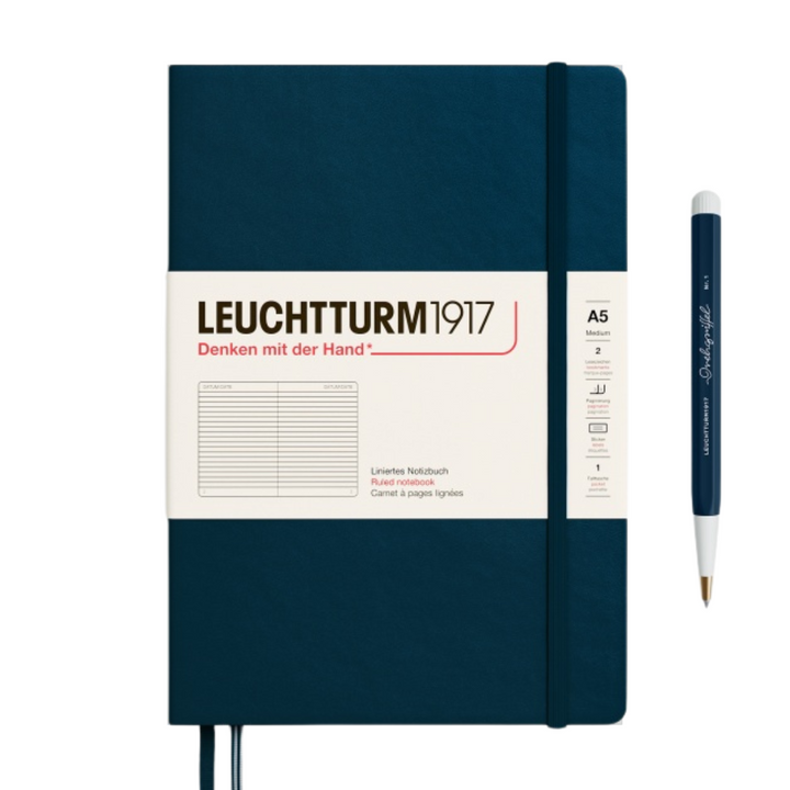 Leuchtturm1917 A5 Medium Hardcover Notebook in Ruled / Deep Sea — Leuchtturm1917 notebook — quality writing journal with premium paper, at Cityluxe Singapore stationery store