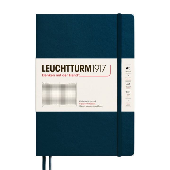 Leuchtturm1917 A5 Medium Hardcover Notebook in Squared / Deep Sea — Leuchtturm1917 notebook — quality writing journal with premium paper, at Cityluxe Singapore stationery store