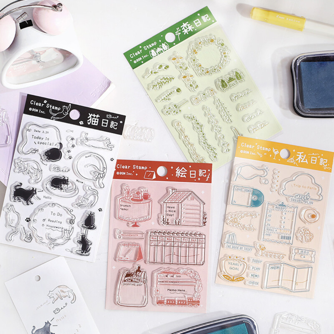 BGM Clear Stamp: Diary in Flying Girl — BGM clear stamp — premium stationery, at Cityluxe Singapore