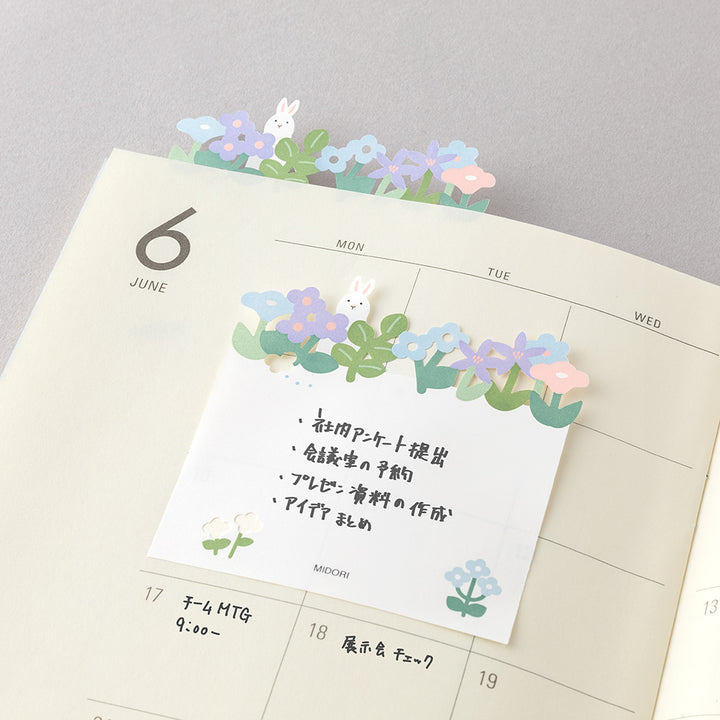 Midori Sticky Notes in Die Cutting Flower Garden — Midori sticky note — premium stationery and lifestyle, at Cityluxe Singapore