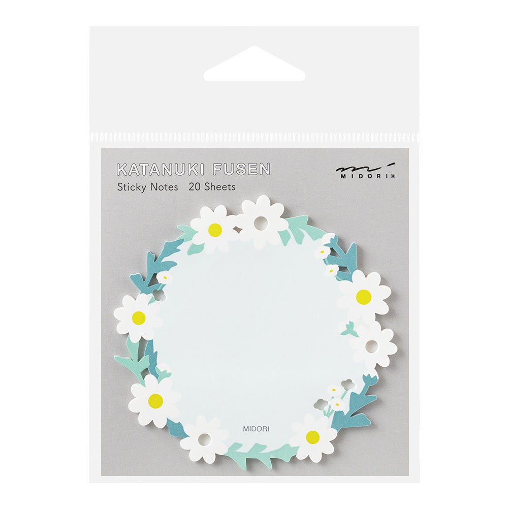 Midori Sticky Notes in Die Cutting Wreath White — Midori sticky note — premium stationery and lifestyle, at Cityluxe Singapore