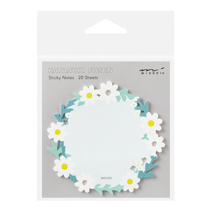 Midori Sticky Notes in Die Cutting Wreath White — Midori sticky note — premium stationery and lifestyle, at Cityluxe Singapore