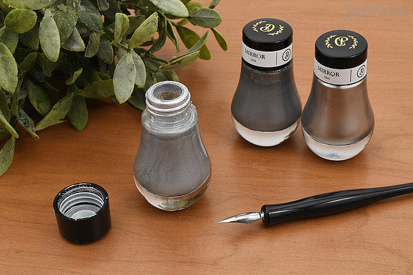 Dominant Industry Mirror 25ml Ink Bottle (for Dip Pen) in Champagne — Dominant Industry fountain pen ink — premium bottled ink for writing, at Cityluxe Singapore