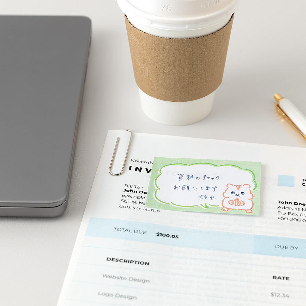 Midori Sticky Notes in Drawing Hamster — Midori sticky note — premium stationery and lifestyle, at Cityluxe Singapore
