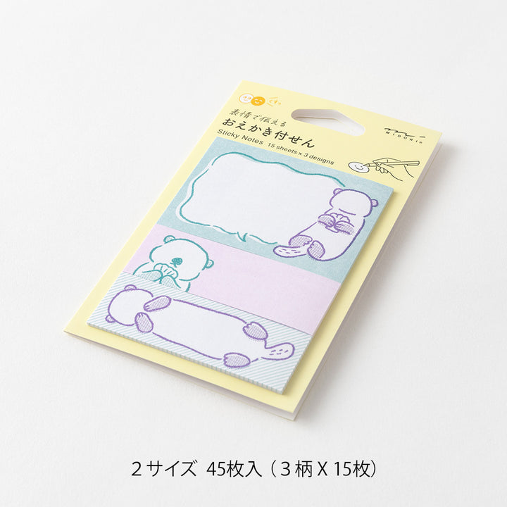 Midori Sticky Notes in Drawing Sea Otter — Midori sticky note — premium stationery and lifestyle, at Cityluxe Singapore