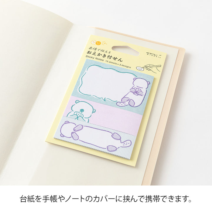 Midori Sticky Notes in Drawing Sea Otter — Midori sticky note — premium stationery and lifestyle, at Cityluxe Singapore