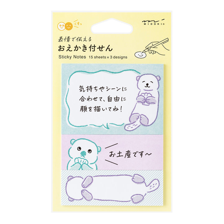 Midori Sticky Notes in Drawing Sea Otter — Midori sticky note — premium stationery and lifestyle, at Cityluxe Singapore