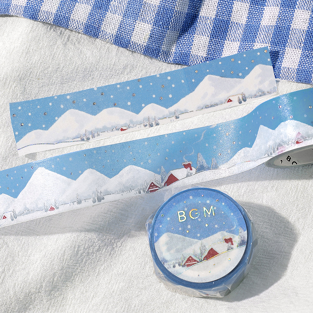 BGM Foil Stamping Masking Tape: Dreamscape in Snow Country — BGM washi tape — decorative Japanese paper tape for journaling and craft, at Cityluxe Singapore