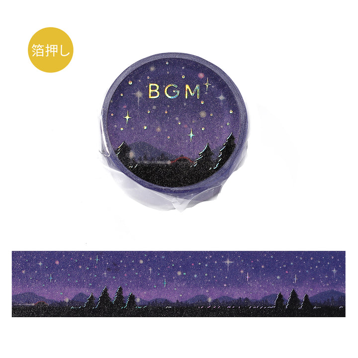 BGM Foil Stamping Masking Tape: Dreamscape in Starry Sky — BGM washi tape — decorative Japanese paper tape for journaling and craft, at Cityluxe Singapore