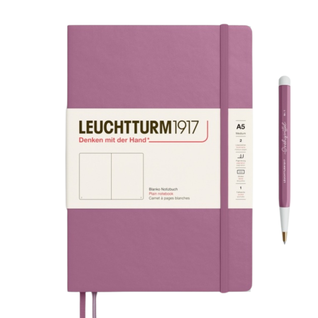 Leuchtturm1917 A5 Medium Hardcover Notebook in Plain / Dusty Rose — Leuchtturm1917 notebook — quality writing journal with premium paper, at Cityluxe Singapore stationery store
