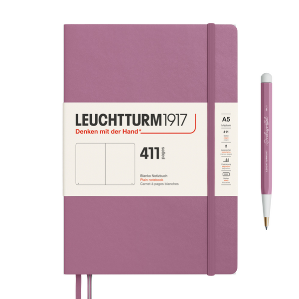 Leuchtturm1917 A5 Medium Hardcover Notebook (Thick, 411 Pages) in Plain / Dusty Rose — Leuchtturm1917 notebook — quality writing journal with premium paper, at Cityluxe Singapore stationery store