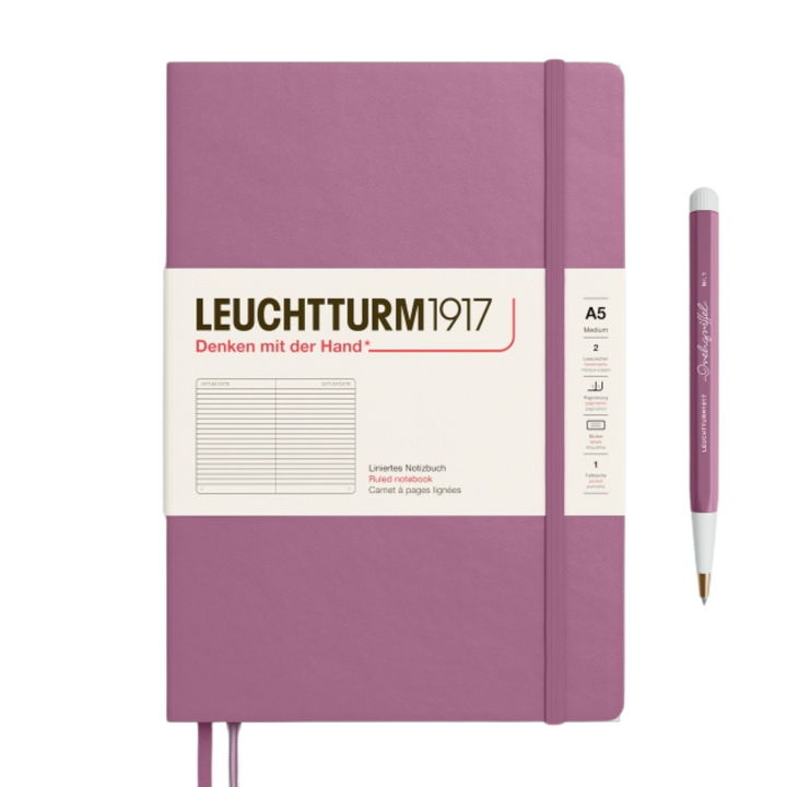 Leuchtturm1917 A5 Medium Hardcover Notebook in Ruled / Dusty Rose — Leuchtturm1917 notebook — quality writing journal with premium paper, at Cityluxe Singapore stationery store