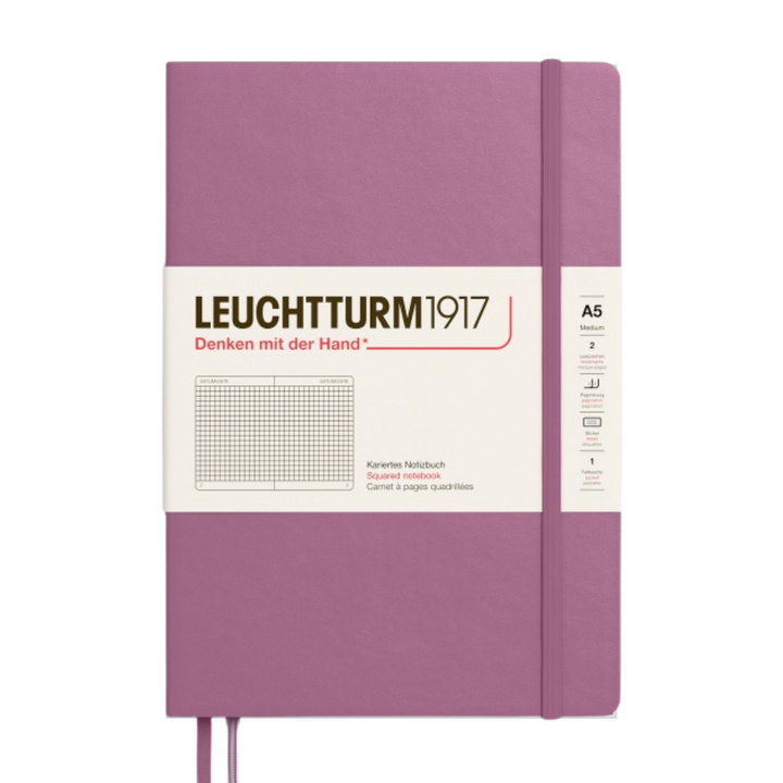 Leuchtturm1917 A5 Medium Hardcover Notebook in Squared / Dusty Rose — Leuchtturm1917 notebook — quality writing journal with premium paper, at Cityluxe Singapore stationery store