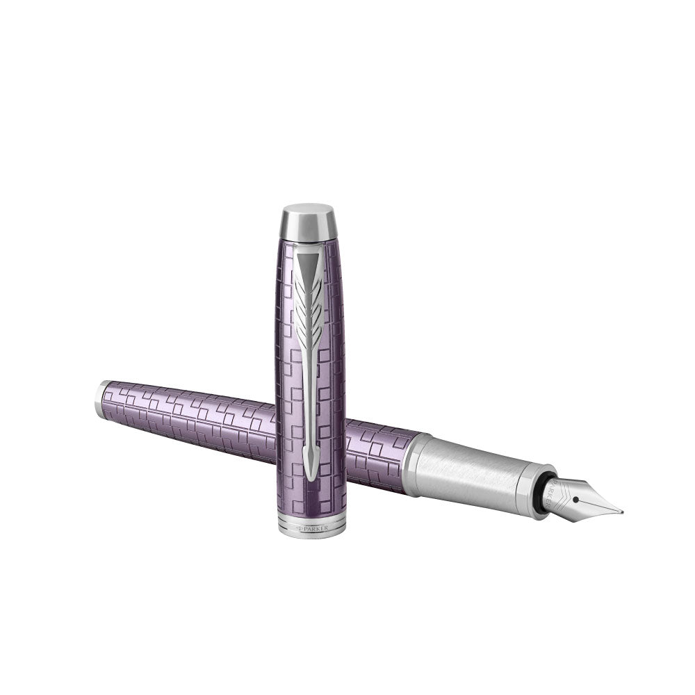 Parker IM Premium Fountain Pen in Dark Violet with Chrome Trims — Parker fountain pen — precision nib writing instrument, at Cityluxe Singapore stationery store