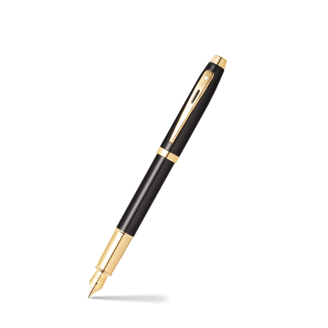 Sheaffer 100 E9322 Glossy Black With Gold Trims Fountain Pen (WW30) — Sheaffer fountain pen — precision nib writing instrument, at Cityluxe Singapore stationery store