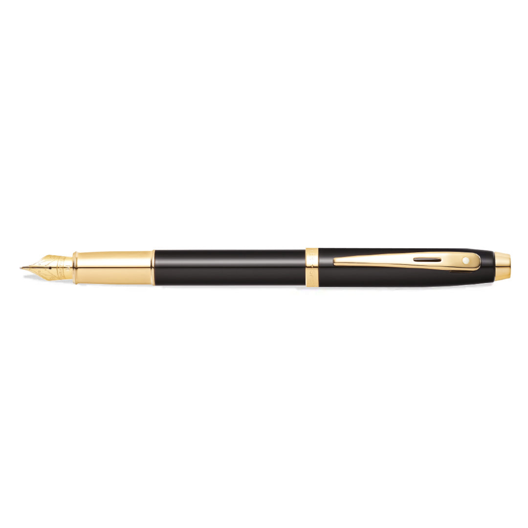 Sheaffer 100 E9322 Glossy Black With Gold Trims Fountain Pen (WW30) — Sheaffer fountain pen — precision nib writing instrument, at Cityluxe Singapore stationery store