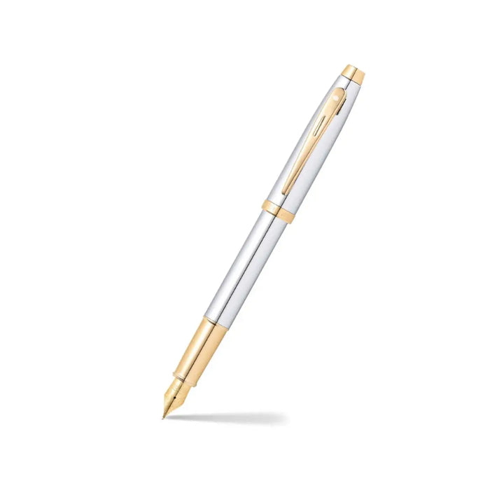 Sheaffer 100 E9340 Bright Chrome With Gold Trims Fountain Pen  Nib(WW30) — Sheaffer fountain pen — precision nib writing instrument, at Cityluxe Singapore stationery store
