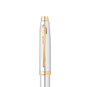 Sheaffer 100 E9340 Fountain Pen - Bright Chrome with Gold-tone Trims