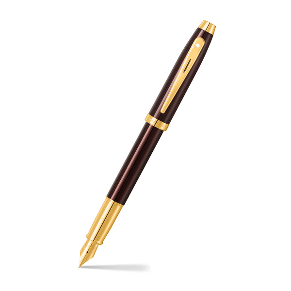 Load image into Gallery viewer, Sheaffer 100 E9370 Glossy Coffee Brown With PVD Gold-Tone Trim Fountain Pen (WW30)
