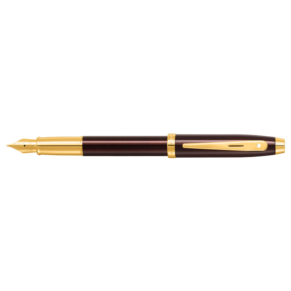 Load image into Gallery viewer, Sheaffer 100 E9370 Glossy Coffee Brown With PVD Gold-Tone Trim Fountain Pen (WW30)
