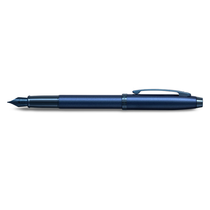 Sheaffer 100 E9371 Satin Blue With PVD Blue Trims Fountain Pen (WW30) — Sheaffer fountain pen — precision nib writing instrument, at Cityluxe Singapore stationery store