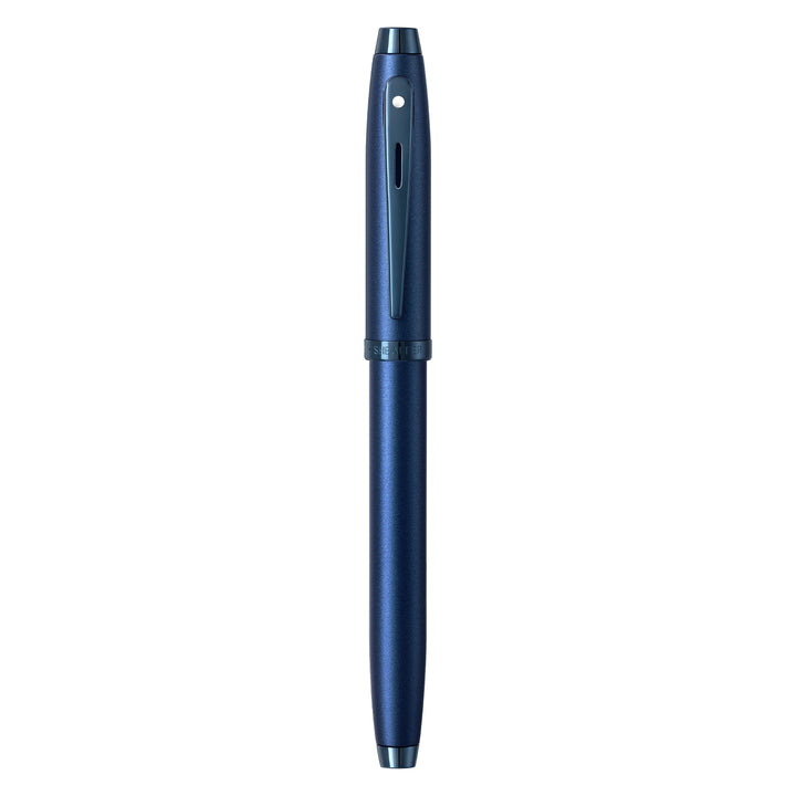 Sheaffer 100 E9371 Satin Blue With PVD Blue Trims Fountain Pen (WW30) — Sheaffer fountain pen — precision nib writing instrument, at Cityluxe Singapore stationery store