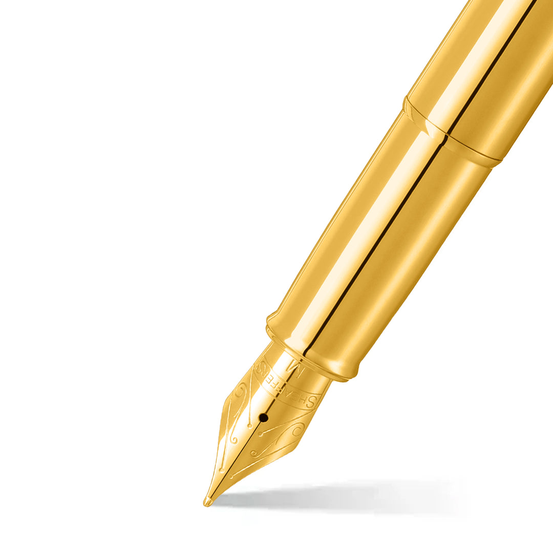 Sheaffer 100 E9372 PVD Gold With PVD Gold Trims Fountain Pen  (WW30) — Sheaffer fountain pen — precision nib writing instrument, at Cityluxe Singapore stationery store