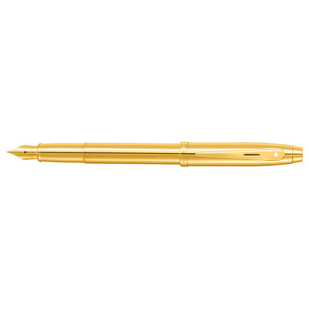 Sheaffer 100 E9372 PVD Gold With PVD Gold Trims Fountain Pen  (WW30) — Sheaffer fountain pen — precision nib writing instrument, at Cityluxe Singapore stationery store