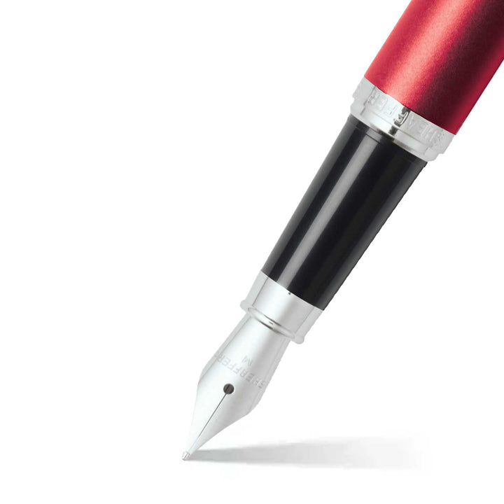 Sheaffer  VFM E9403 Excessive Red Fountain Pen With Chrome Trims  (WW31) — Sheaffer fountain pen — precision nib writing instrument, at Cityluxe Singapore stationery store