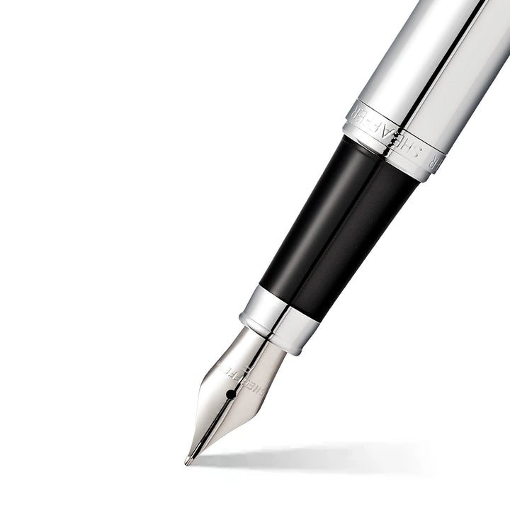 Sheaffer  VFM E9421 Polished Chrome With Chrome Trims Fountain Pen (WW31) — Sheaffer fountain pen — precision nib writing instrument, at Cityluxe Singapore stationery store