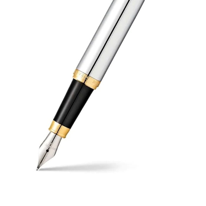 Sheaffer VFM E9422 Fountain Pen - Polished Chrome with Gold Plated Tri ...