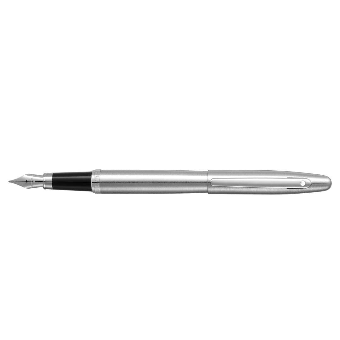 Sheaffer VFM 9426 Brushed Chrome Fountain Pen With Chrome Trim in Medium Nib (WW31) — Sheaffer fountain pen — precision nib writing instrument, at Cityluxe Singapore stationery store