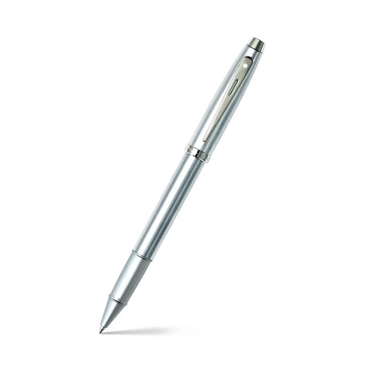 Sheaffer 100 E9306 Brushed Chrome With Chrome Plated Trims Rollerball Pen (WW30) — Sheaffer rollerball pen — fluid gel ink writing instrument, at Cityluxe Singapore
