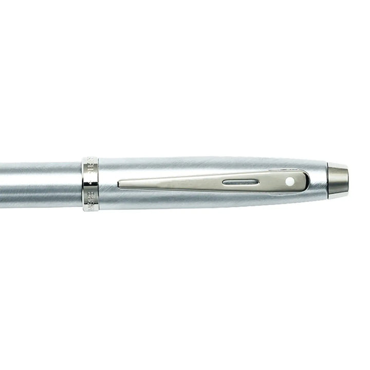 Sheaffer 100 E9306 Brushed Chrome With Chrome Plated Trims Rollerball Pen (WW30) — Sheaffer rollerball pen — fluid gel ink writing instrument, at Cityluxe Singapore