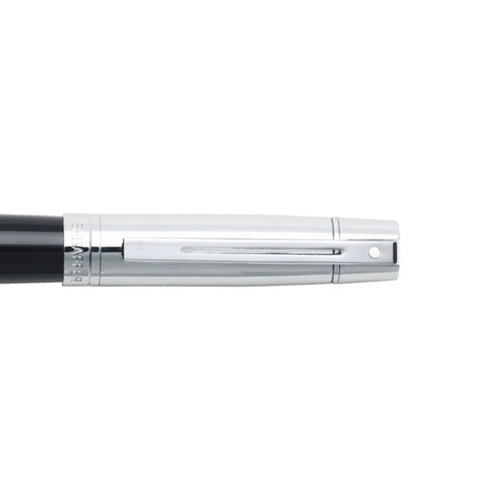 Sheaffer 300 E9314 Glossy Black Barrel and Bright Chrome Cap Rollerball Pen (WW30) — Sheaffer rollerball pen — fluid gel ink writing instrument, at Cityluxe Singapore