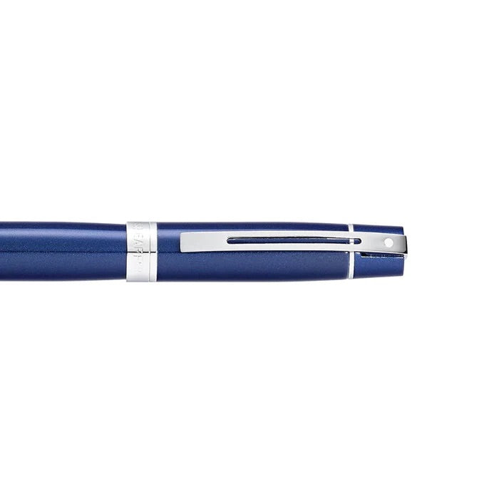 Sheaffer 300 E9341 Glossy Blue with Chrome Trims Rollerball Pen (WW30) — Sheaffer rollerball pen — fluid gel ink writing instrument, at Cityluxe Singapore