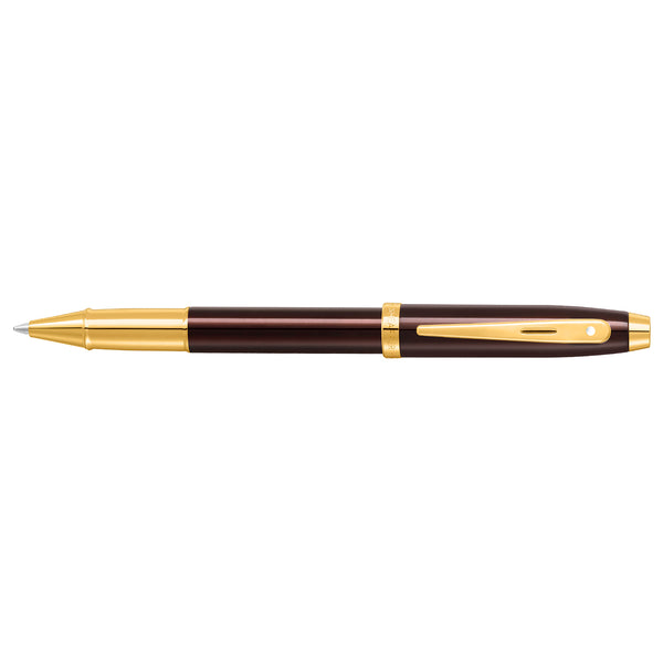 Load image into Gallery viewer, Sheaffer 100 E9370 Glossy Coffee Brown With PVD Gold-Tone Trim Rollerball Pen (WW30)
