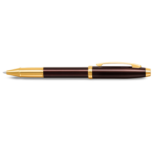 Load image into Gallery viewer, Sheaffer 100 E9370 Glossy Coffee Brown With PVD Gold-Tone Trim Rollerball Pen (WW30)
