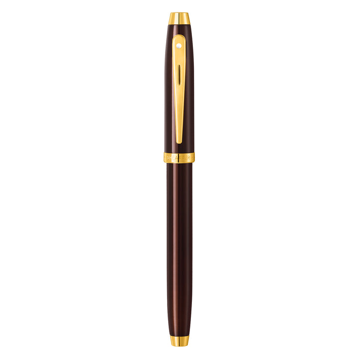 Sheaffer 100 E9370 Glossy Coffee Brown With PVD Gold-Tone Trim Rollerball Pen (WW30)