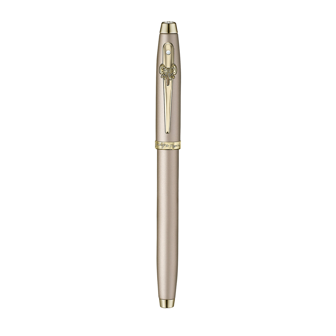 Sheaffer 100 Emily in Paris 9377 Champagne Gold Rollerball Pen with Champagne Gold Trims and Bow-Shaped Clip Emblem
