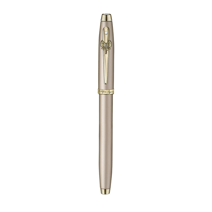 Sheaffer 100 Emily in Paris 9377 Champagne Gold Rollerball Pen with Champagne Gold Trims and Bow-Shaped Clip Emblem