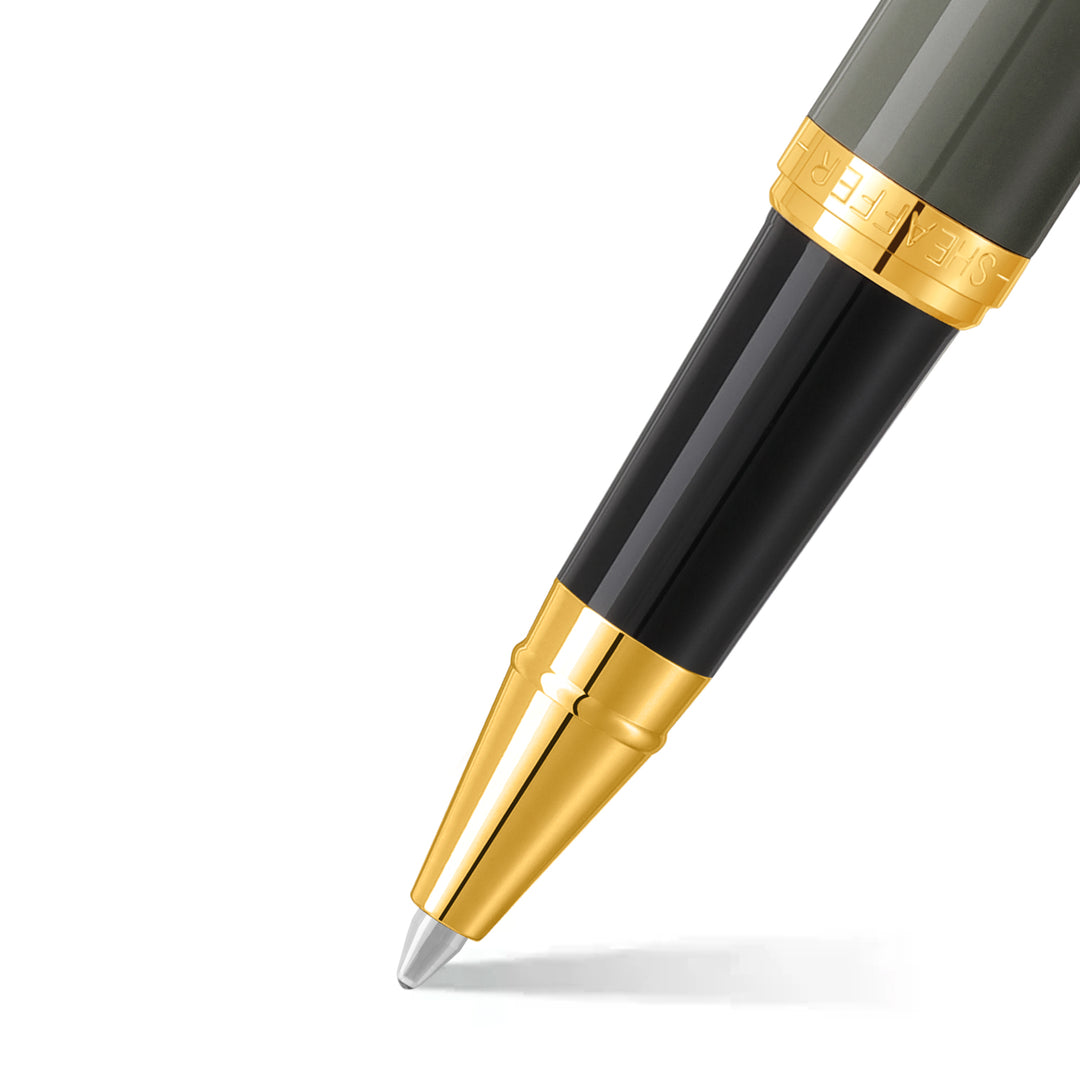 Sheaffer VFM E9427 Glossy Light Gray  With PVD Gold-Tone Trim Rollerball Pen (WW31)