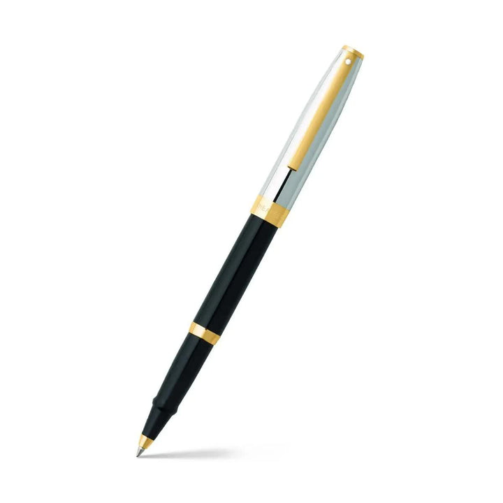 Sheaffer SAGARIS E9475 Gloss Black Barrel and Chrome Cap With Gold Tone Trim Rollerball Pen  (WW30) — Sheaffer rollerball pen — fluid gel ink writing instrument, at Cityluxe Singapore