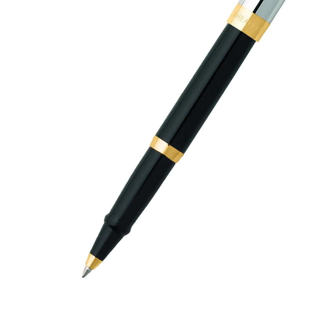 Sheaffer SAGARIS E9475 Gloss Black Barrel and Chrome Cap With Gold Tone Trim Rollerball Pen  (WW30) — Sheaffer rollerball pen — fluid gel ink writing instrument, at Cityluxe Singapore