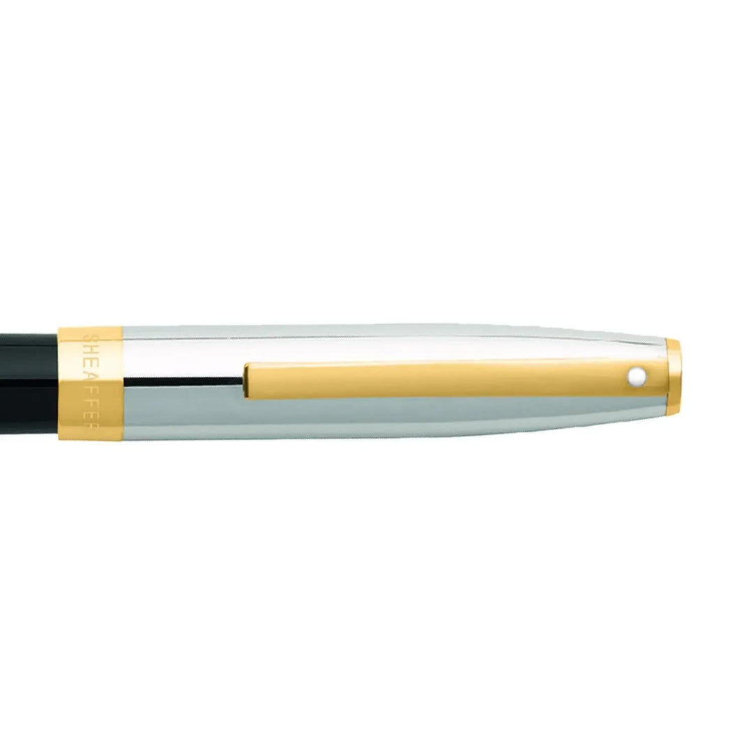 Sheaffer SAGARIS E9475 Gloss Black Barrel and Chrome Cap With Gold Tone Trim Rollerball Pen  (WW30) — Sheaffer rollerball pen — fluid gel ink writing instrument, at Cityluxe Singapore