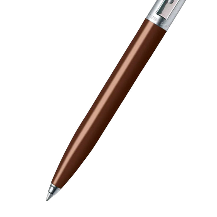 Sheaffer Sentinel Brown and Chrome Ballpoint Pen With Chrome Trims (WW31) — Sheaffer ballpoint pen — reliable smooth-writing everyday pen, at Cityluxe Singapore