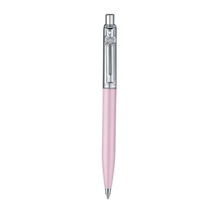 Sheaffer Sentinel Emily in Paris 321 Pink Matte Finish Ballpoint Pen with Chrome-Plated Trims and Bow-Shaped Clip Emblem — Sheaffer ballpoint pen — reliable smooth-writing everyday pen, at Cityluxe Si