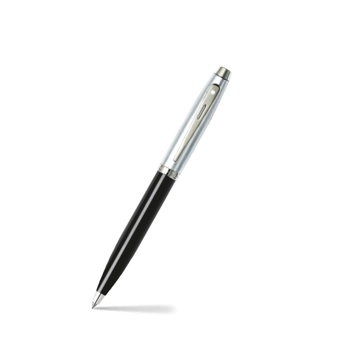 Sheaffer 100 E9313 Glossy Black Barrel Brushed Chrome Cap Ballpoint Pen (WW30) — Sheaffer ballpoint pen — reliable smooth-writing everyday pen, at Cityluxe Singapore