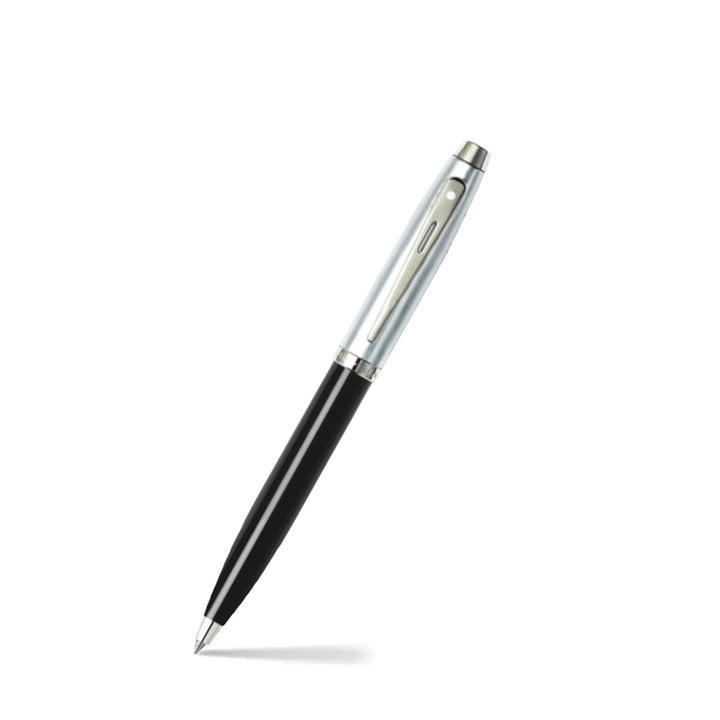 Sheaffer 100 E9313 Glossy Black Barrel Brushed Chrome Cap Ballpoint Pen (WW30) — Sheaffer ballpoint pen — reliable smooth-writing everyday pen, at Cityluxe Singapore